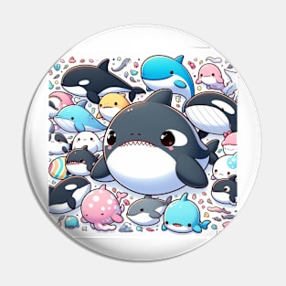 the march of the sea ecopop with whales, sharks and dolphins Pin