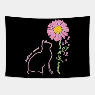 Cat Flower Paw For Cure Breast Cancer Awareness Support Gift Tapestry