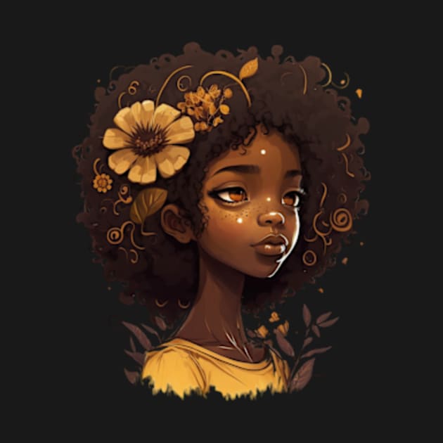 Afro Girl Flowery by UnrealArtDude