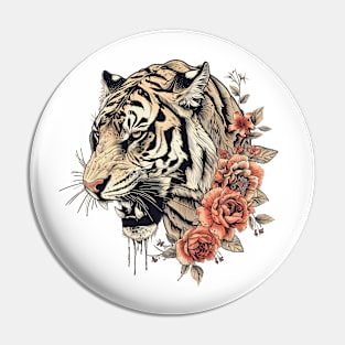 Vintage Tiger Head Tattoo Pin