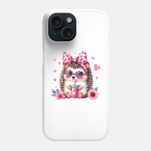 Valentine Hedgehog Drinking Ice Cream Phone Case