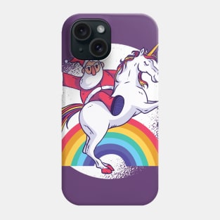 Santa Riding A Unicorn with Rainbow Phone Case