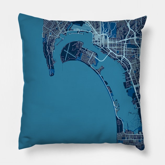 San Diego - United States Peace City Map Pillow by tienstencil
