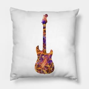 Yellow on Purple Flame Guitar Silhouette Pillow