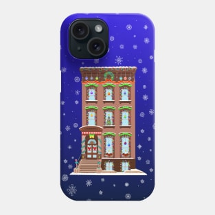 Christmas Decorated Brooklyn Brownstone Phone Case