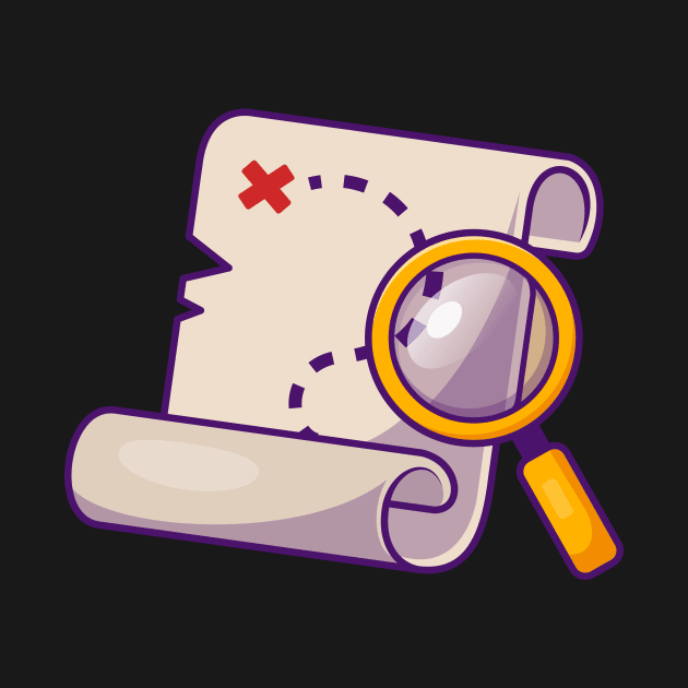 Treasure Map With Magnifying Glass Cartoon by Catalyst Labs