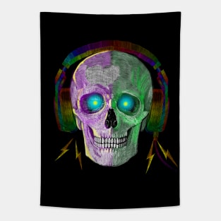 SKULL WITH HEADPHONES Tapestry