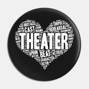 Theater Gifts Heart Drama Love Actress Actor design Pin