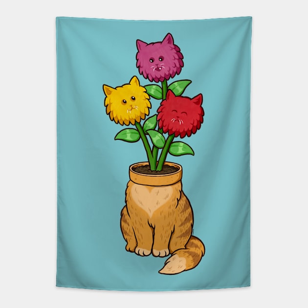 Kitty Cat Plant Tapestry by JenniferSmith