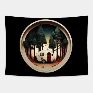 Camping Adventure in the Forest, Night Sky Tapestry