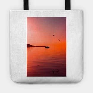 Beautiful summer sunset on Trieste's harbour in northern Italy Tote