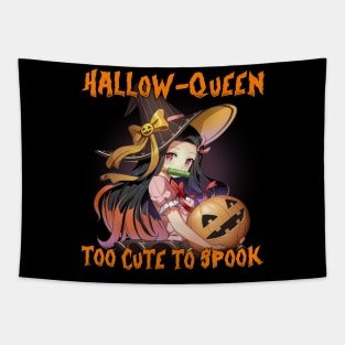 Funny Halloween Puns Anime Hallow Queen Too Cute to Spook Tapestry