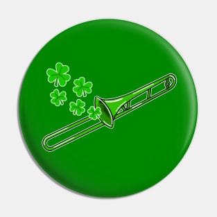 St Patrick's Day 2022 Trombone Trombonist Irish Musician Pin