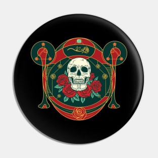 Skull and Roses Pin