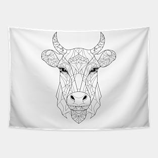 Intricate Bovine Beauty: Geometric Cow Art Tapestry