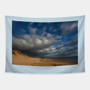 Druridge Bay under Threatening Clouds Tapestry