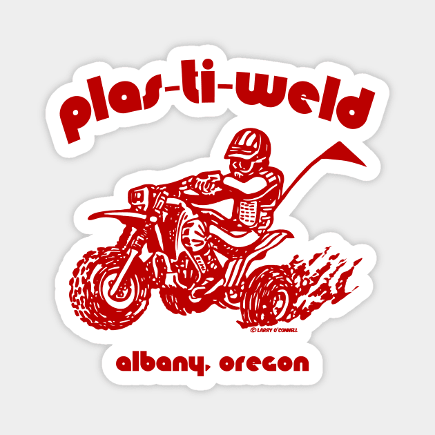 Plas-Ti-Weld Logo in dark red Magnet by Lawrence of Oregon