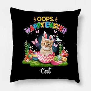 Bunny Cat Oops Happy Easter Eggs 2024, Easter Cat Pillow