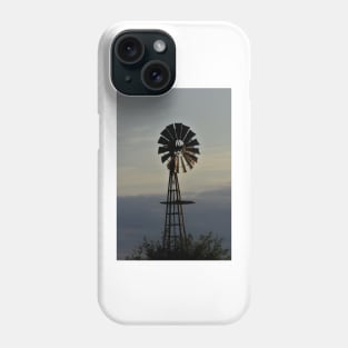 Kansas colorful Windmill at Sunset with cloud's. Phone Case