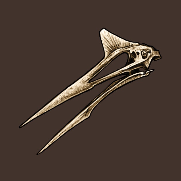 Quetzalcoatlus Pterosaur Skull by CassWArt