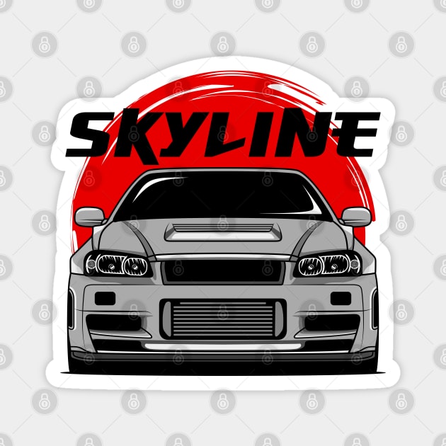 Silver Skyline R34 Magnet by GoldenTuners