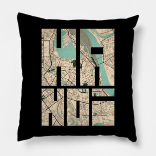 Hanoi, Vietnam City Map Typography - Vintage Pillow