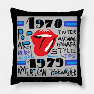 retro typographic style, rips Pillow