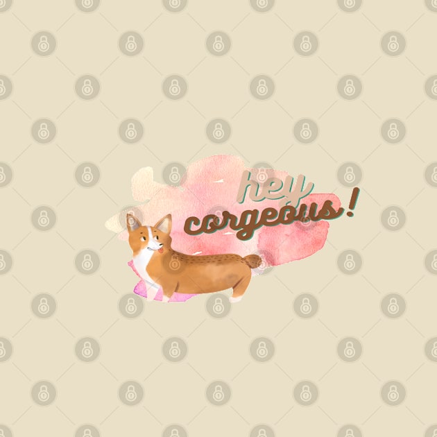 Hey Corgeous! Watercolour corgi dog by LoveofDog