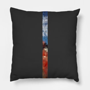 Red and Sky, Stripe Mosaic, off-center Pillow