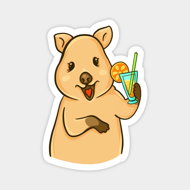 Quokka with a drink Magnet by manydoodles