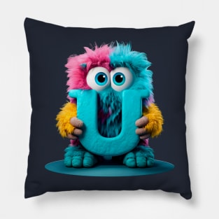 Cute Monster for Kids Alphabet Letter U Funny Back to School Pillow