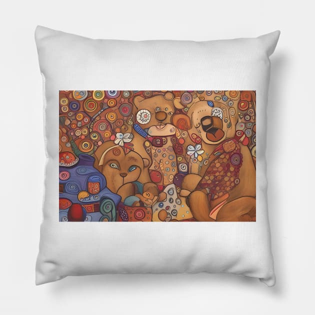 Teddy Bears Picknick Pillow by Colin-Bentham