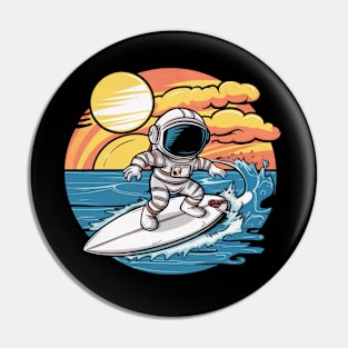 Astronaut surfing Pin