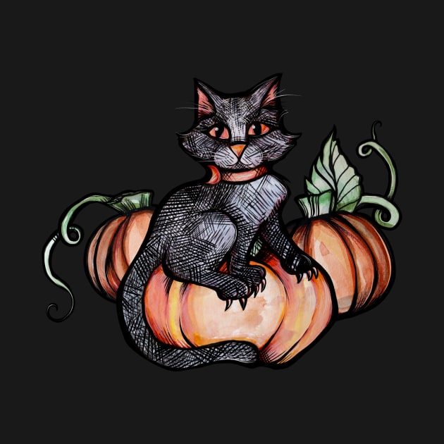 Pumpkin Patch Black Cat by bubbsnugg