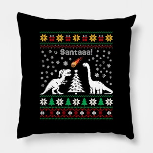 Santa Dinosaur Ugly Meteor Meteoroid T Rex Pillow