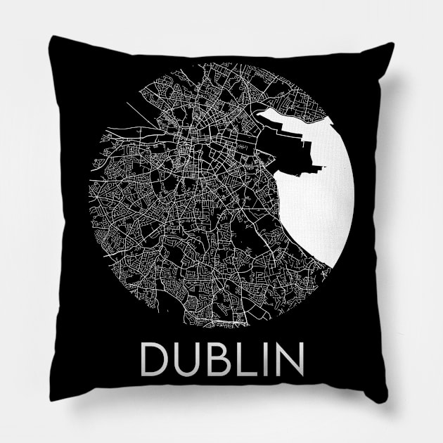 Dublin city map Pillow by NeedsFulfilled