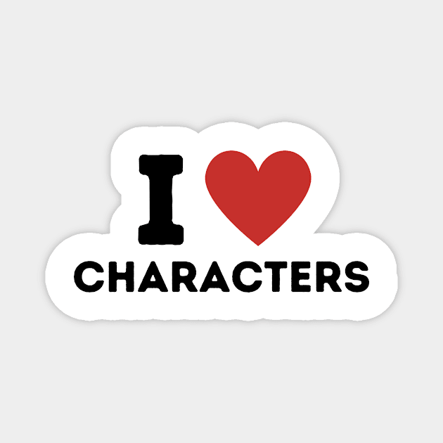 I Love Characters Simple Heart Design Magnet by Word Minimalism