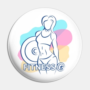 Colored Fitness Emblem with Athletic Woman Pin