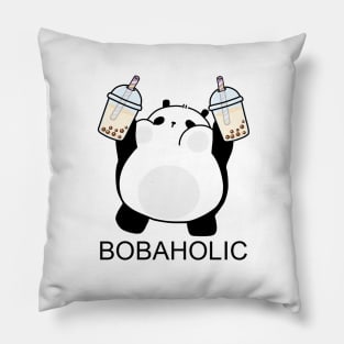 Chubby Little Bobaholic Panda Loves Boba! Pillow
