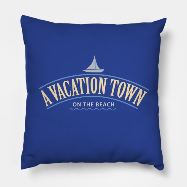 A vacation town on the beach Pillow by Studio Phillips