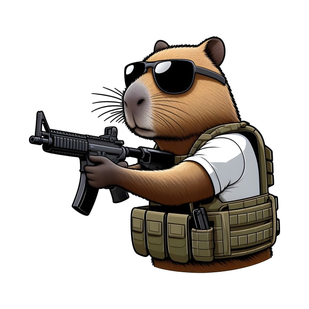 tactical capybara by Rawlifegraphic