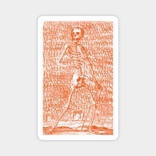 Orange Halloween Text Skeleton Magnet