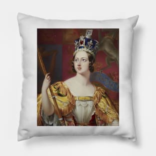 Portrait of Queen Victoria in her coronation robes - Henry Pierce Bone Pillow