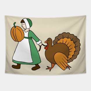 Thanksgiving Pilgrim and Turkey Tapestry