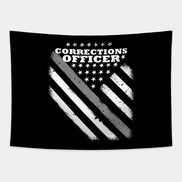 Corrections Officer Flag - Thin Silver Line American Flag Tapestry by bluelinemotivation