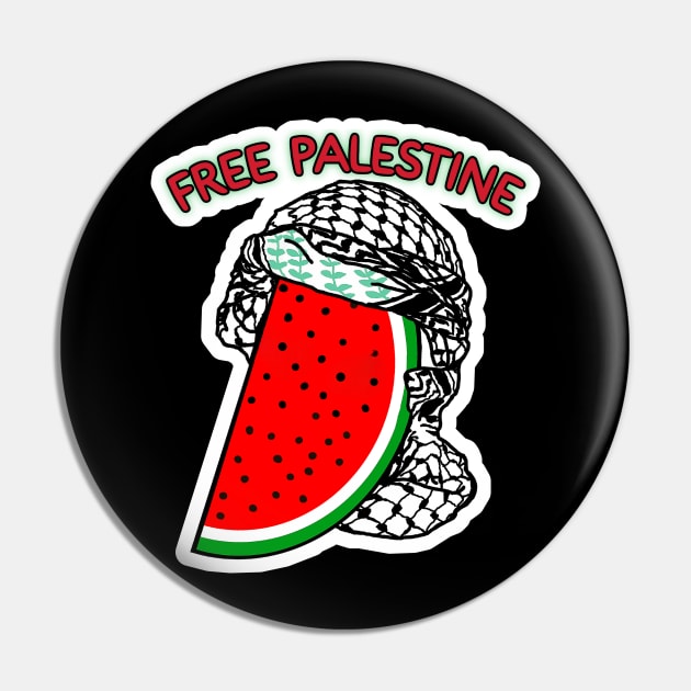 Watermelon Keffiyeh - Half Wrap - Free Palestine - Back Pin by SubversiveWare