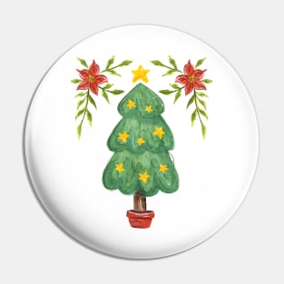 Cute Watercolor Christmas Tree Pin