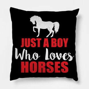 Just a Boy Who Loves Horses Novelty Equestrian Pillow