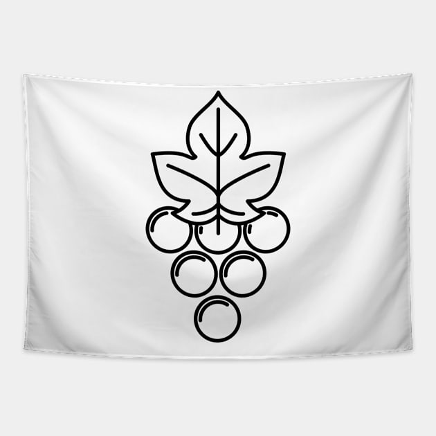 Line Art Grapes Tapestry by SWON Design