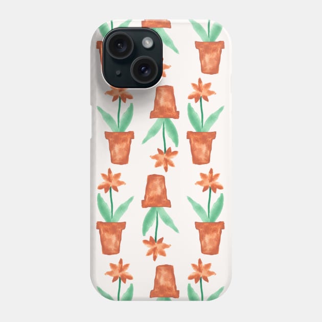 Orange Marigolds in Terracotta Pots - non-directional watercolour florals Phone Case by FrancesPoff